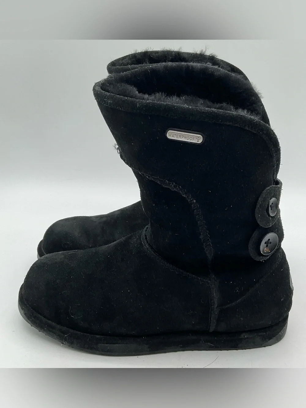 EMU Australia Women’s Black Suede Fleece Lined Mid Calf Winter Boots Size 7